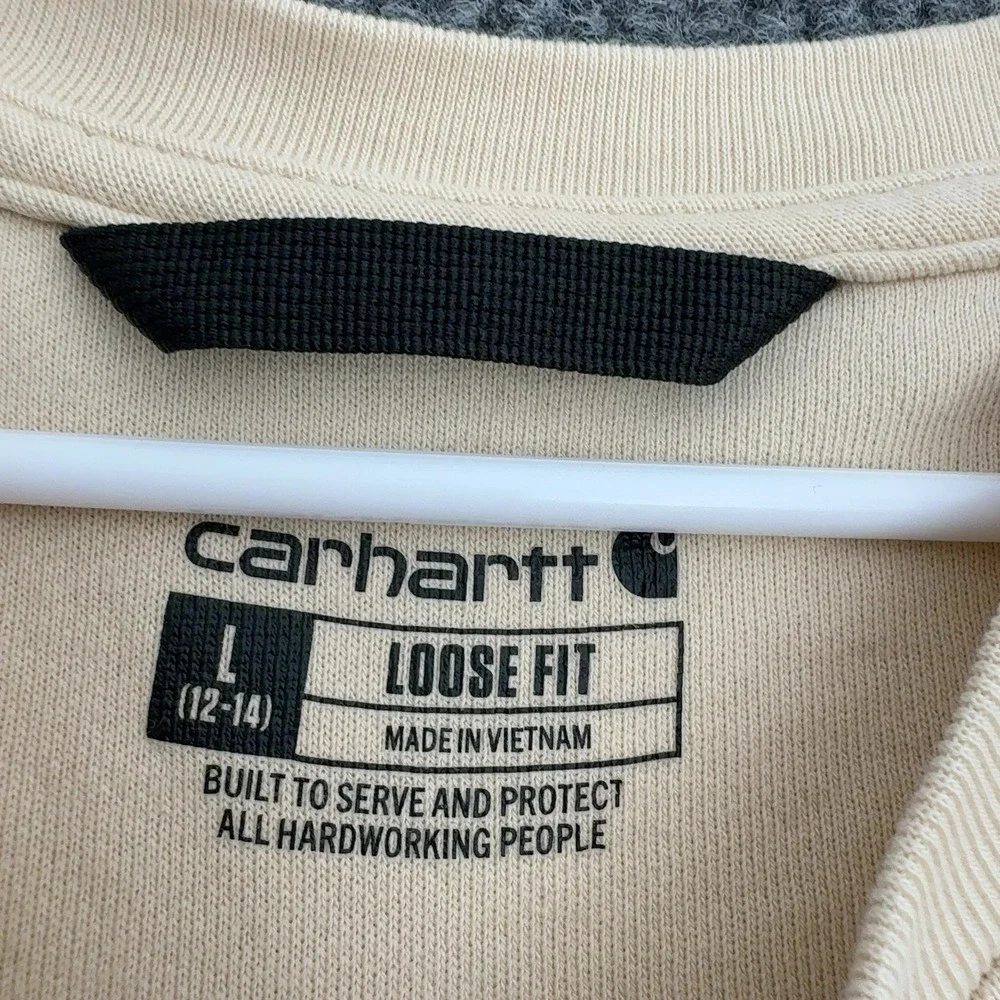 Carhartt Sweatshirt Womens L Yellow Cotton Henley Loose Fit Gorpcore Casual